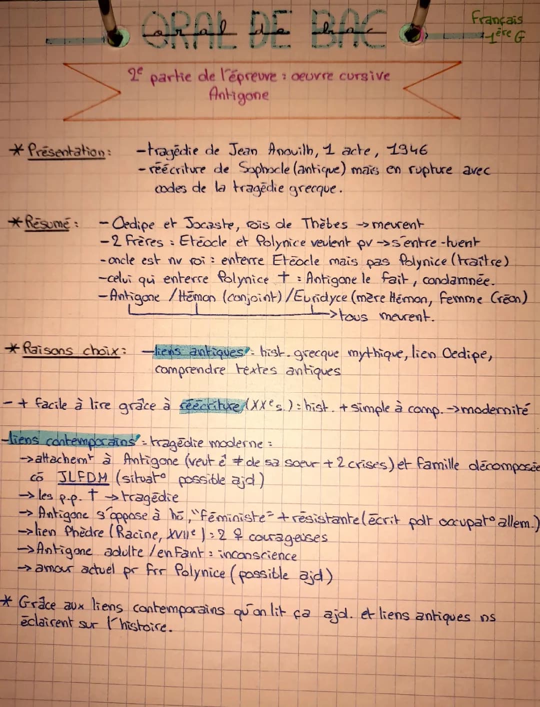 Analyse complète d'Antigone par Jean Anouilh - Résumé, PDF, Mythe, Personnages