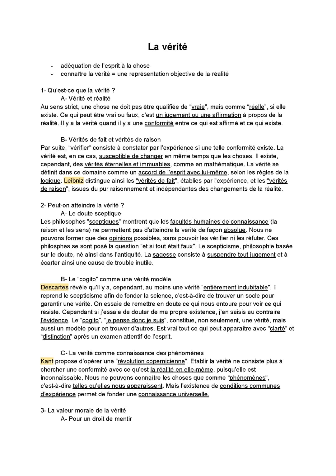 la vérité philo