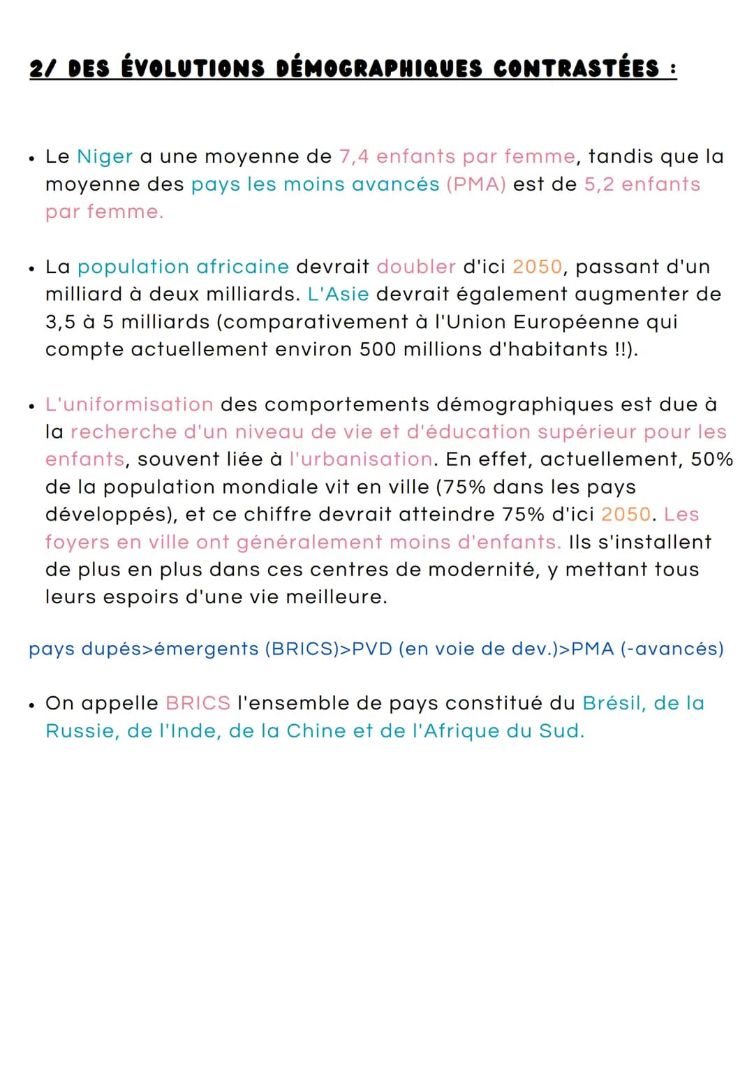 GEOGRAPHIE
2/ DES ÉVOLUTIONS DÉMOGRAPHIQUES CONTRASTÉES :
Au 19ème siècle, la transition démographique a commencé en
Europe et aux États-Uni