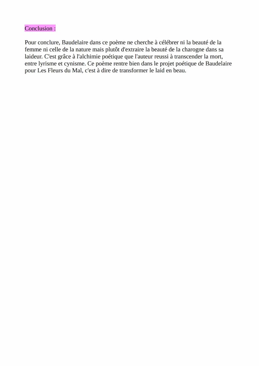 Lecture Analytique n°2 du BAC
Une Charogne ", Les Fleurs du Mal de Baudelaire, 1857 et 1861.
Introduction :
1° L'oeuvre, son auteur et son m