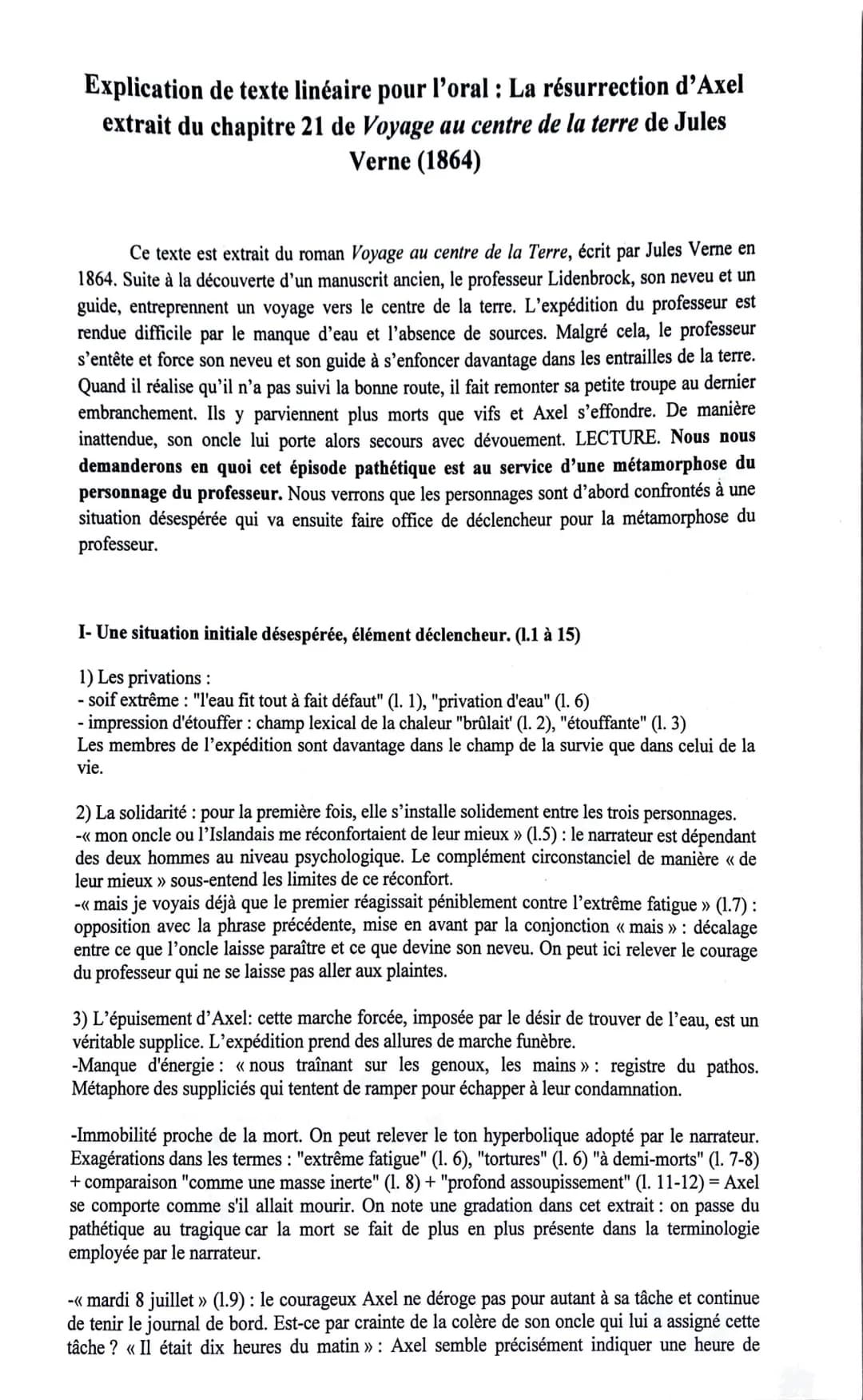 
<p>Ce texte est extrait du roman "Voyage au centre de la Terre" écrit par Jules Verne en 1864. Il met en scène l'expédition du professeur L