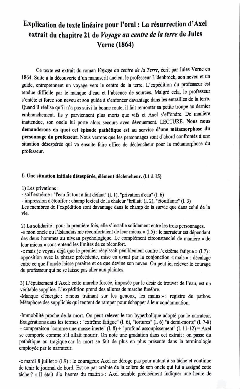 
<p>Ce texte est extrait du roman "Voyage au centre de la Terre" écrit par Jules Verne en 1864. Il met en scène l'expédition du professeur L