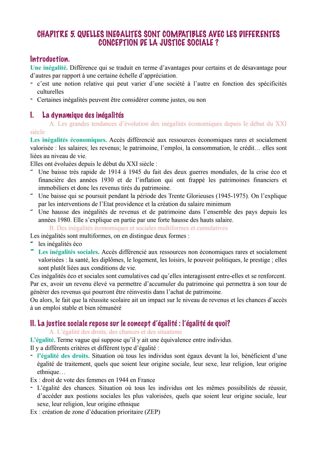 CHAPITRE 5. QUELLES INEGALITES SONT COMPATIBLES AVEC LES DIFFERENTES
CONCEPTION DE LA JUSTICE SOCIALE ?
Introduction.
Une inégalité. Différe