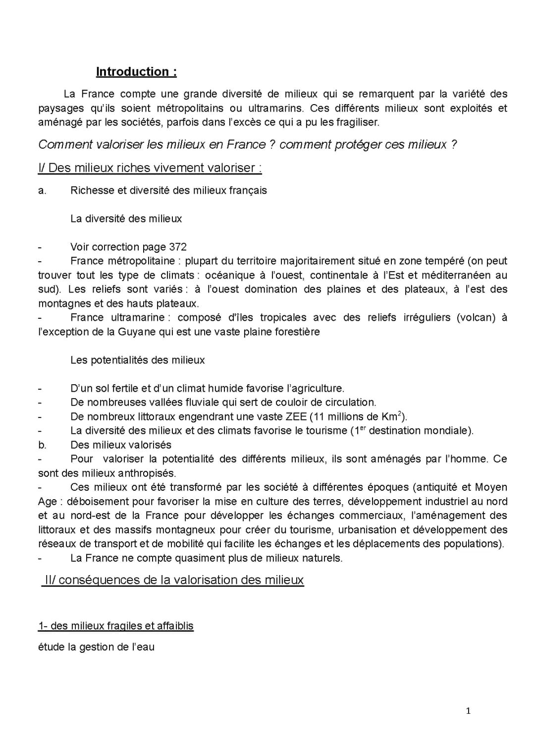 La diversité des milieux français 