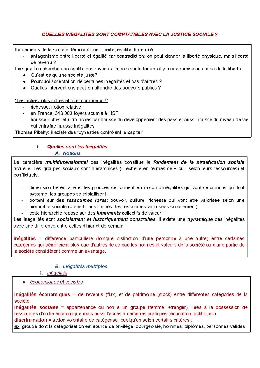 Comprendre la Justice Sociale et les Inégalités en France - Cours SES et Exemples