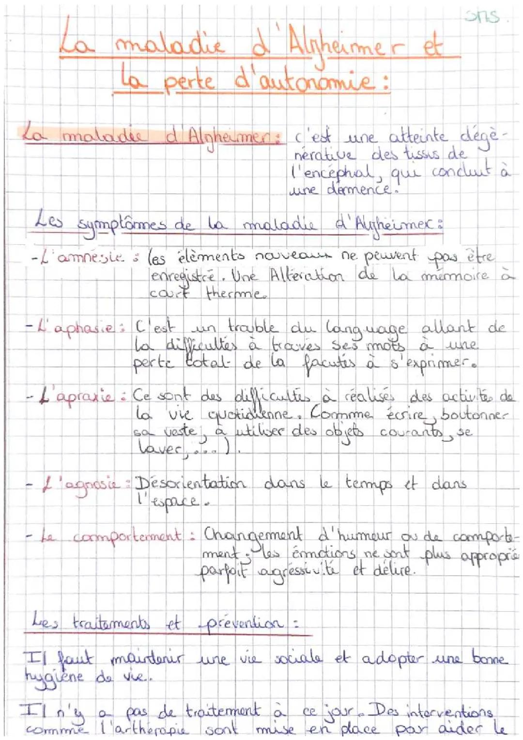 La maladie d’alzheimer et l ta perte d’autonomie 