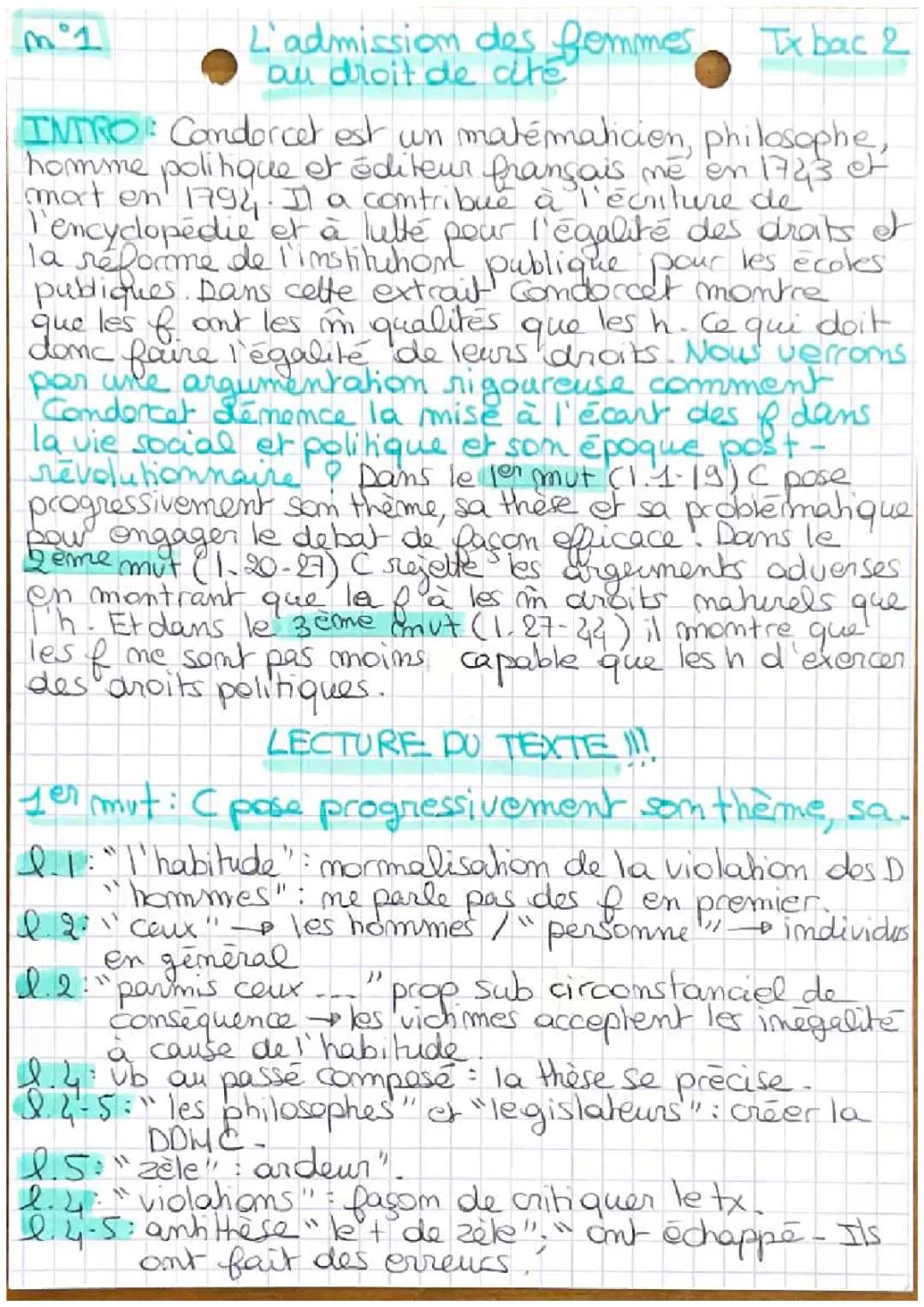 « L’admission des femmes au droit de cité » de Condorcet 