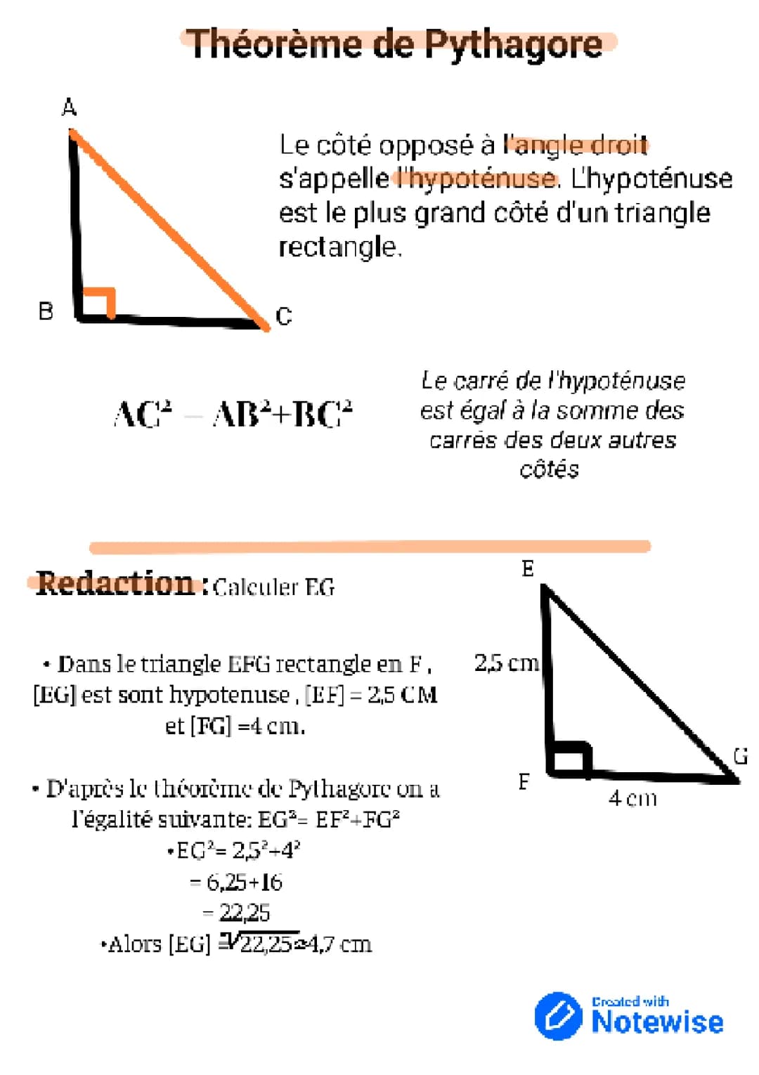 Théorème de Pythagore