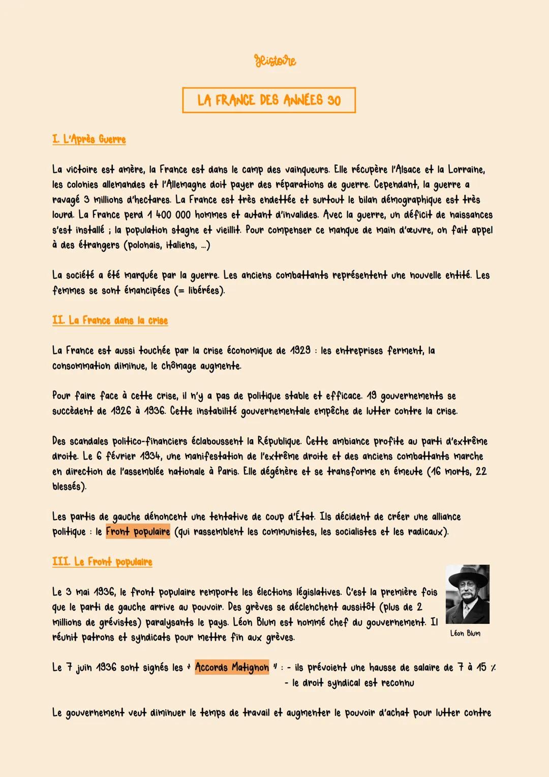 # Glistoire

# LA FRANCE DES ANNÉES 30

I. L'Après Guerre

La victoire est amère, la France est dans le camp des vainqueurs. Elle récupère l