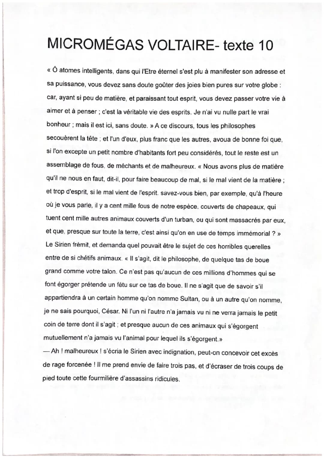 clabana
Voltaire, Micromégas (texte 10) Meb
Introduction :
Voltaire, en digne philosophe des Lumières, a consacré son œuvre à défendre les
i