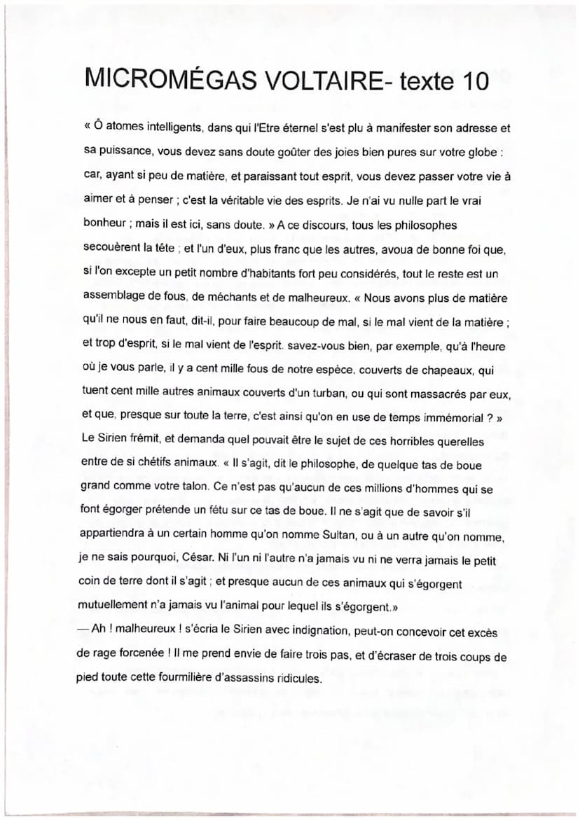 clabana
Voltaire, Micromégas (texte 10) Meb
Introduction :
Voltaire, en digne philosophe des Lumières, a consacré son œuvre à défendre les
i