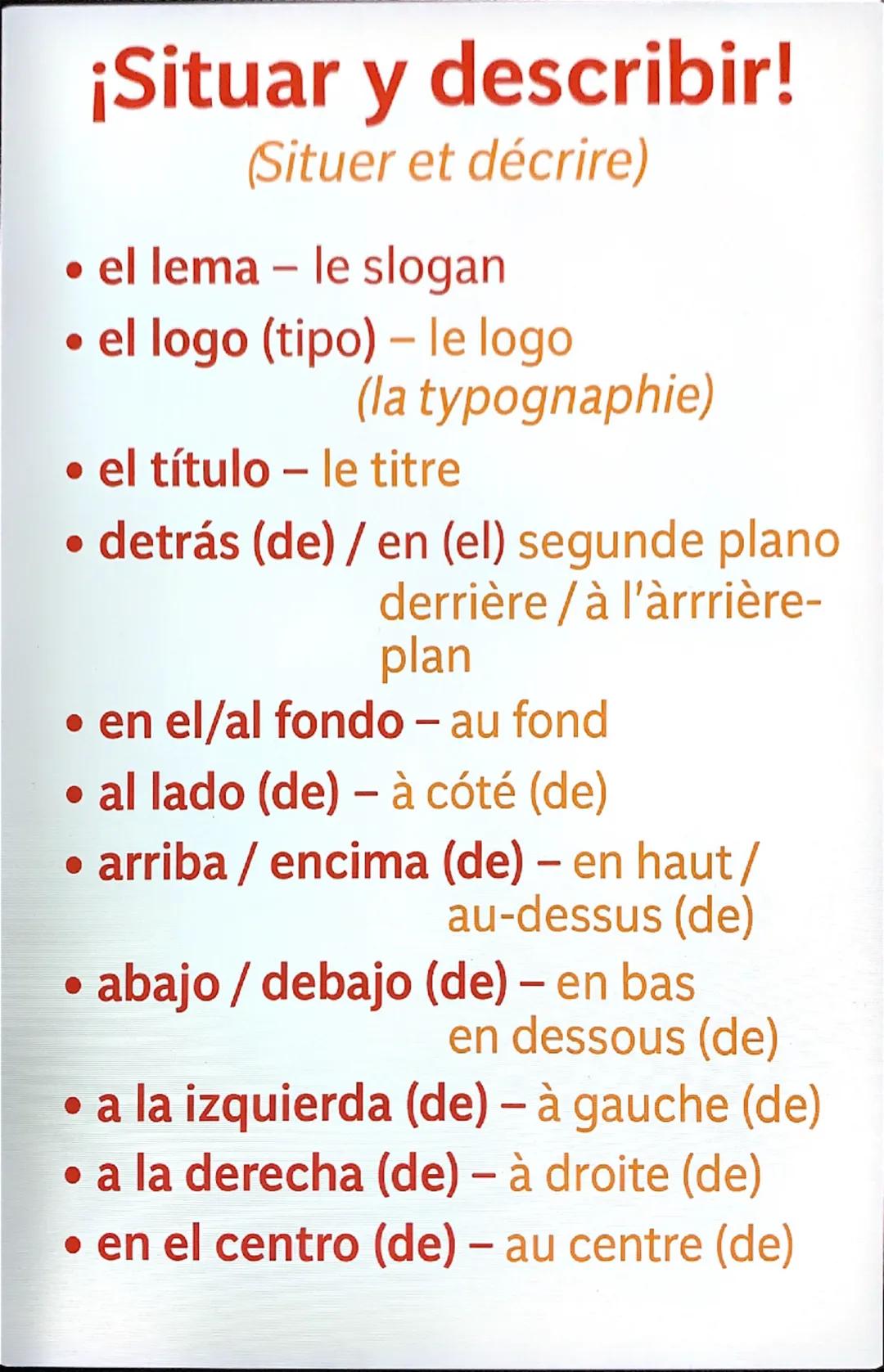 Espagnol décrire  une image 
