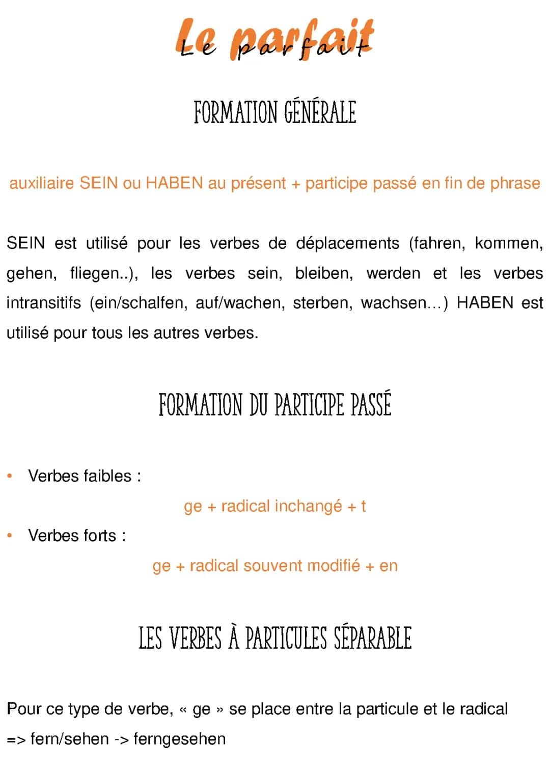 Le parfait en allemand 