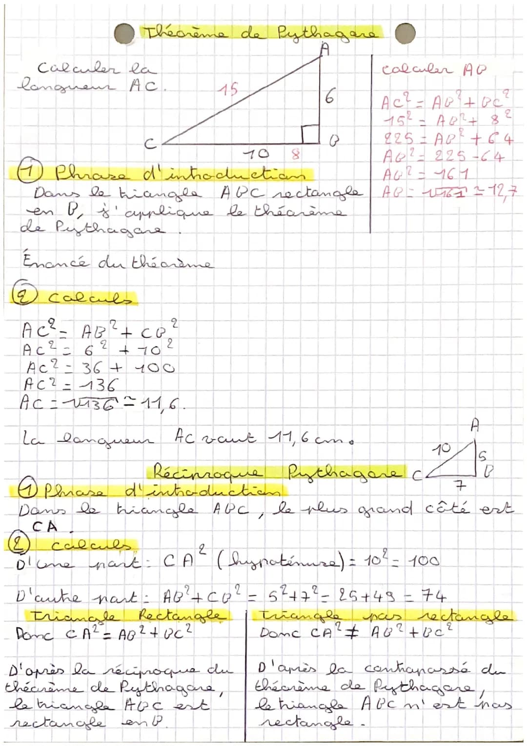 Théorème de Thales et Théorème de Pythagore 
