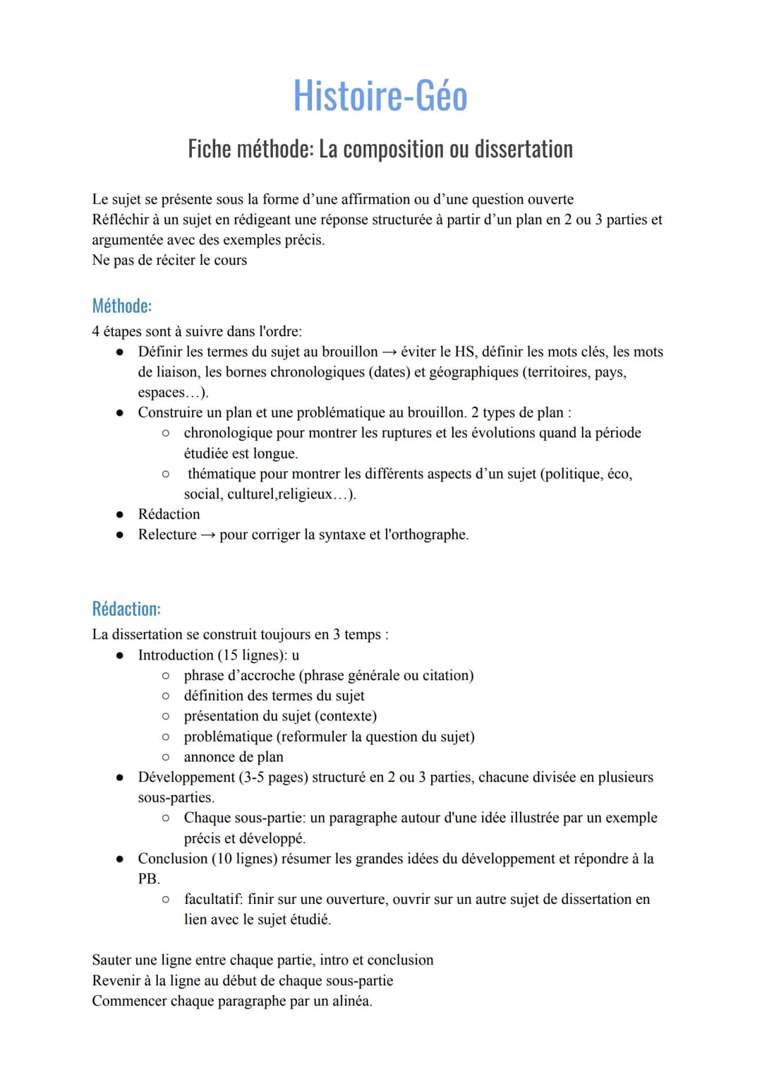 Le sujet se présente sous la forme d'une affirmation ou d'une question ouverte
Réfléchir à un sujet en rédigeant une réponse structurée à pa