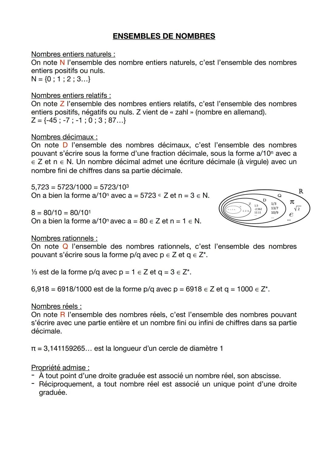 Ensembles de nombres 