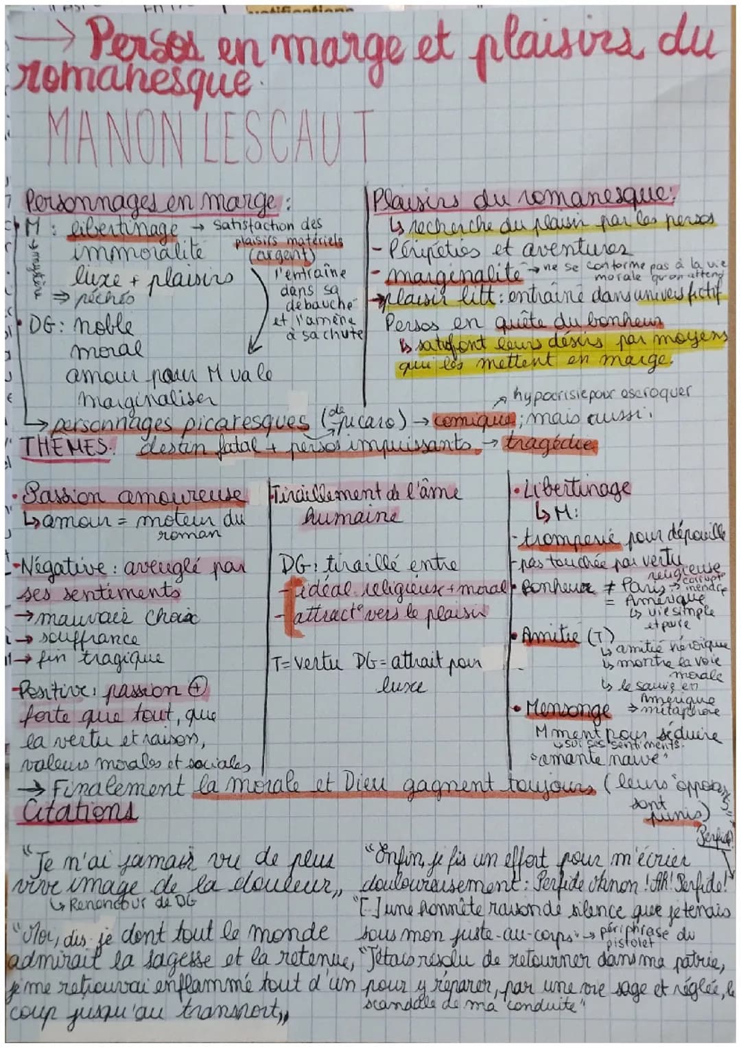 Lien entre Manon Lescaut et son parcours