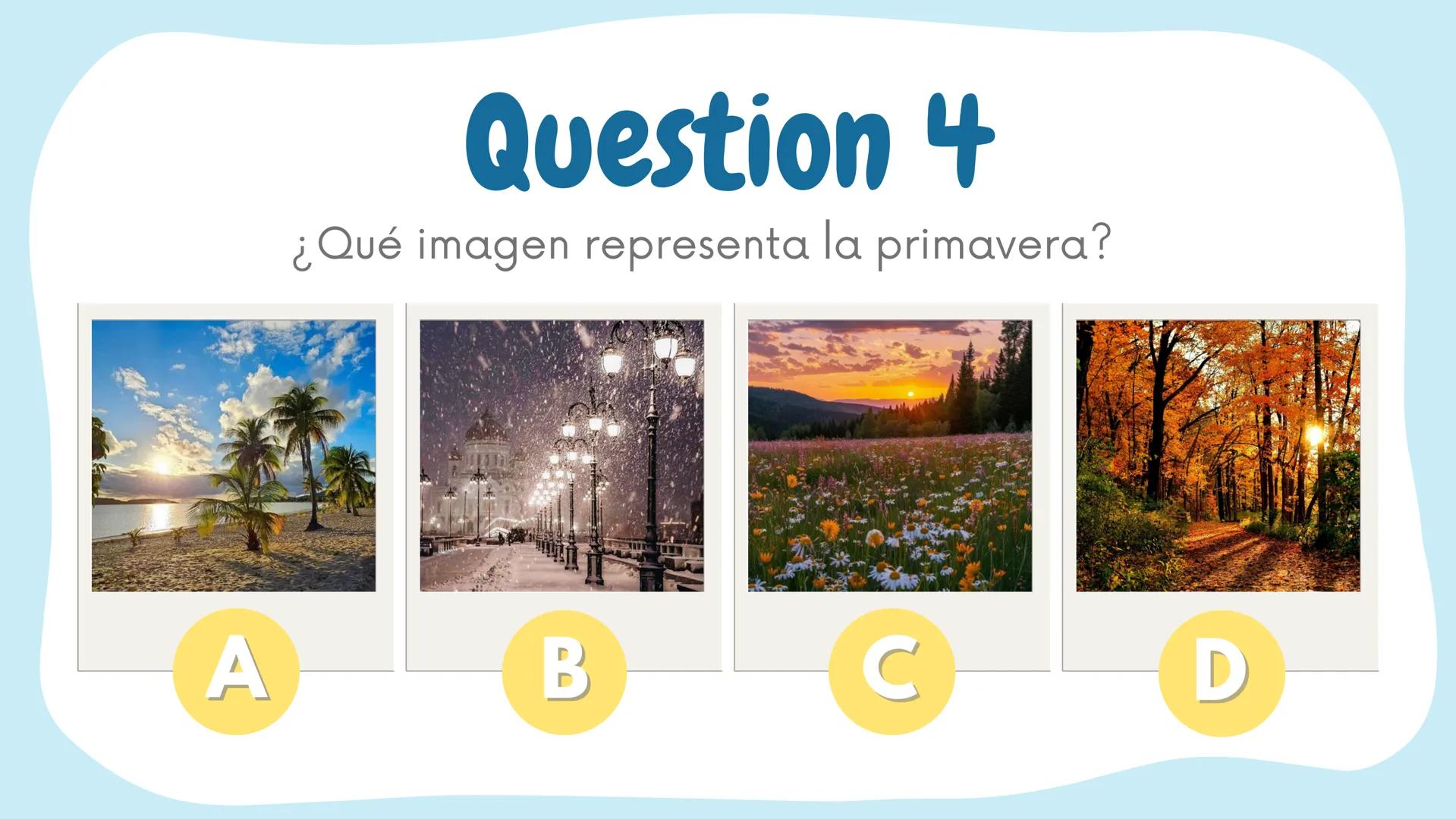 CUESTIONARIO EN
ESPAÑOL
CORRECTION À LA
FIN! Question 1
¿Cómo se dice "Merci" en
español?
A Semana C Gracias
B Holà
D De nada Question 2 ✰
C