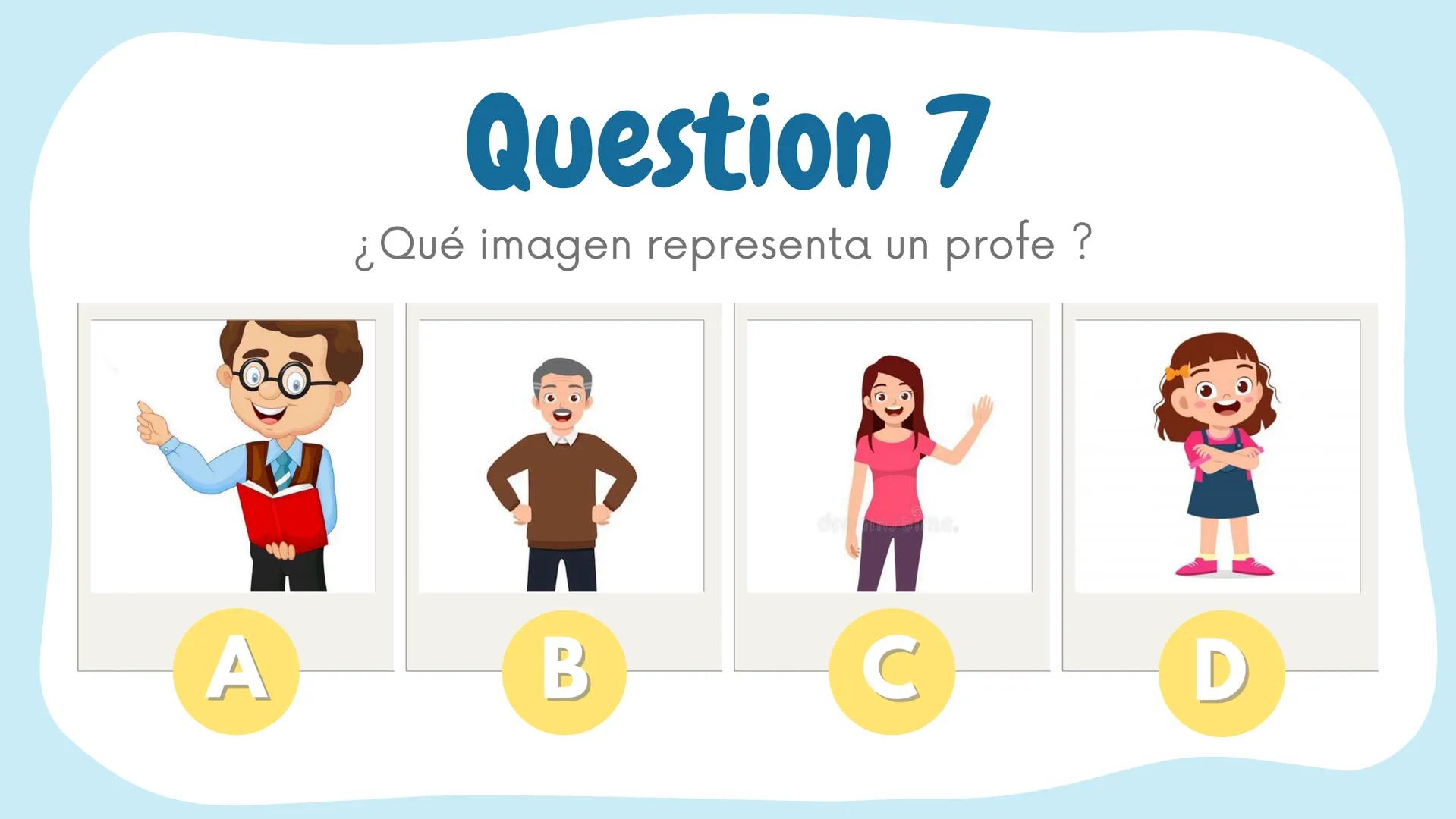 CUESTIONARIO EN
ESPAÑOL
CORRECTION À LA
FIN! Question 1
¿Cómo se dice "Merci" en
español?
A Semana C Gracias
B Holà
D De nada Question 2 ✰
C
