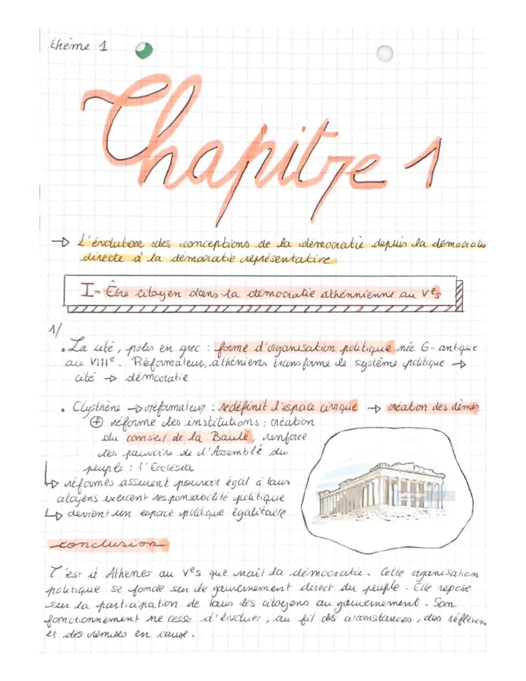 theme 1.
Chapitze
1
-→- L'évolution des conceptions de la démocratie depuis la démocrati
directe à la democratic représentative.
I- Etre cit
