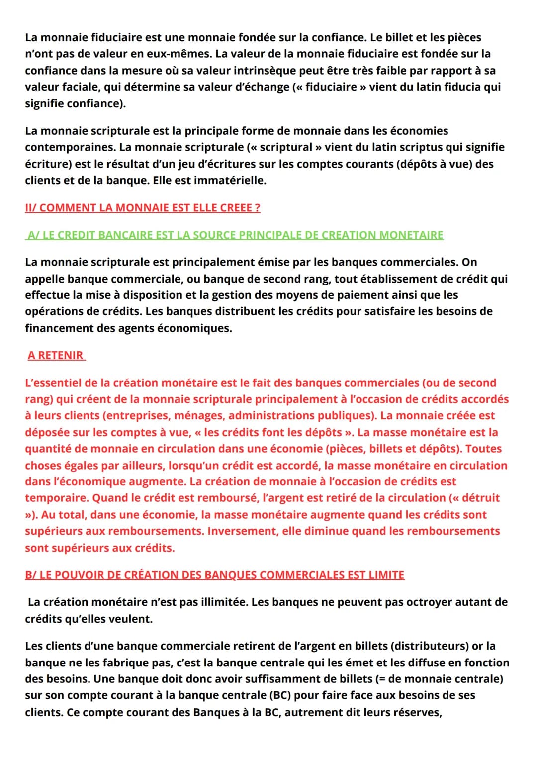 Qu'est ce que la monnaie et comment est elle créée ?
La monnaie est l'ensemble des moyens de paiement dont disposent les agents
économiques 
