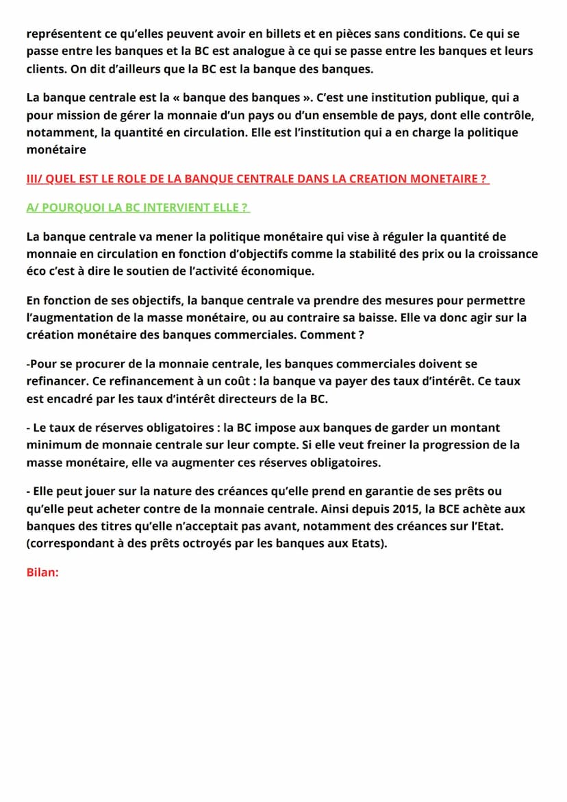 Qu'est ce que la monnaie et comment est elle créée ?
La monnaie est l'ensemble des moyens de paiement dont disposent les agents
économiques 