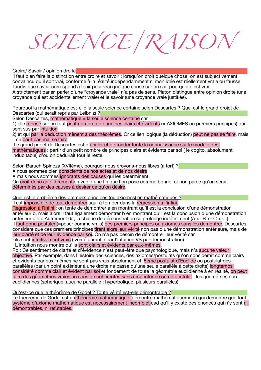 SCIENCE/RAISON
Croire/ Savoir / opinion droite.
Il faut bien faire la distinction entre croire et savoir : lorsqu'on croit quelque chose, on