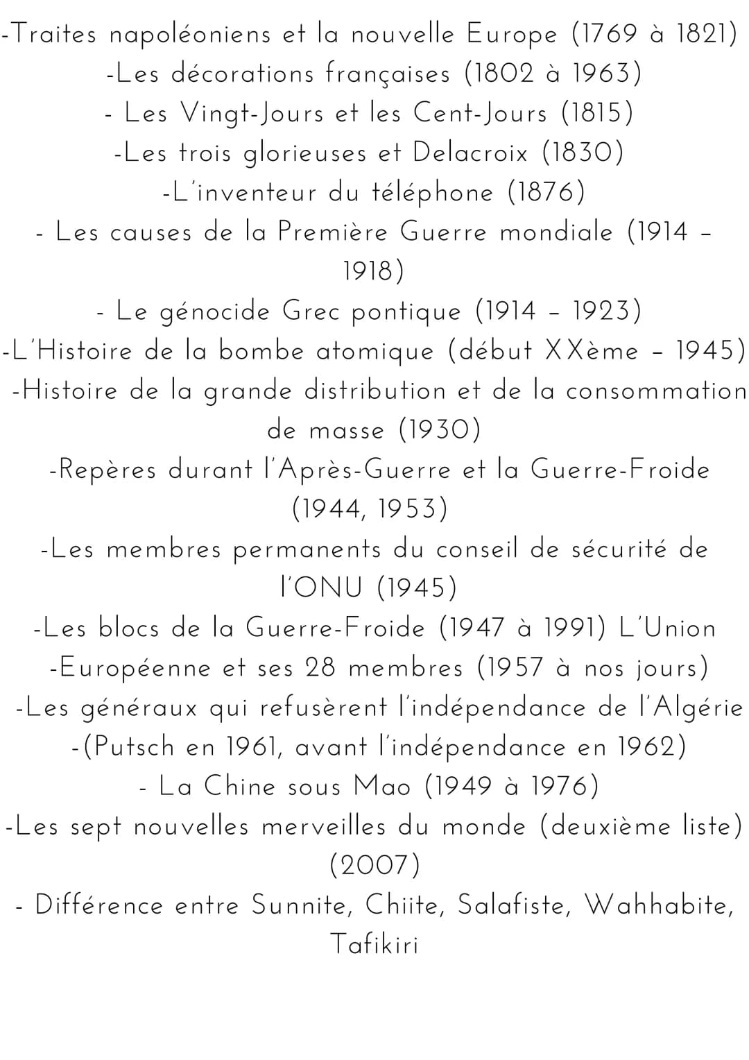 Histoire
Les grandes dates de
l'Histoire partie 5 (
L'époque contemporaine)
La notion d'époque contemporaine est différente
selon les pays. 
