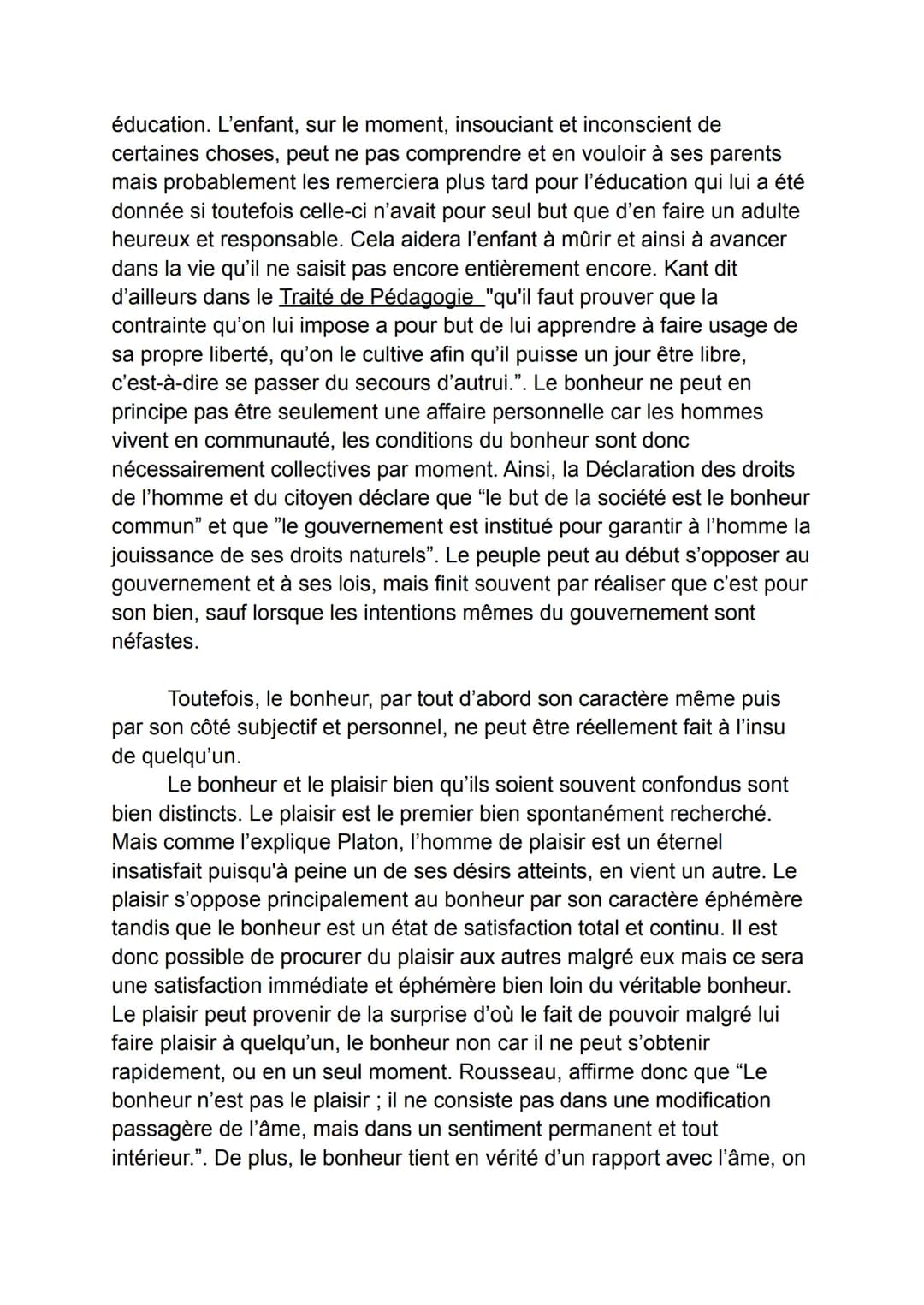 Le bonheur n'est pas simplement le plaisir ou la joie. C'est un état
de satisfaction total et continu où nos aspirations les plus profondes 
