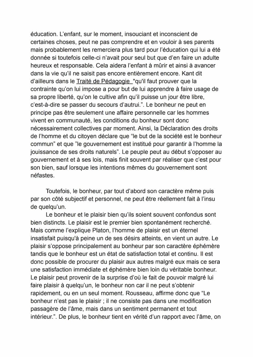 Le bonheur n'est pas simplement le plaisir ou la joie. C'est un état
de satisfaction total et continu où nos aspirations les plus profondes 