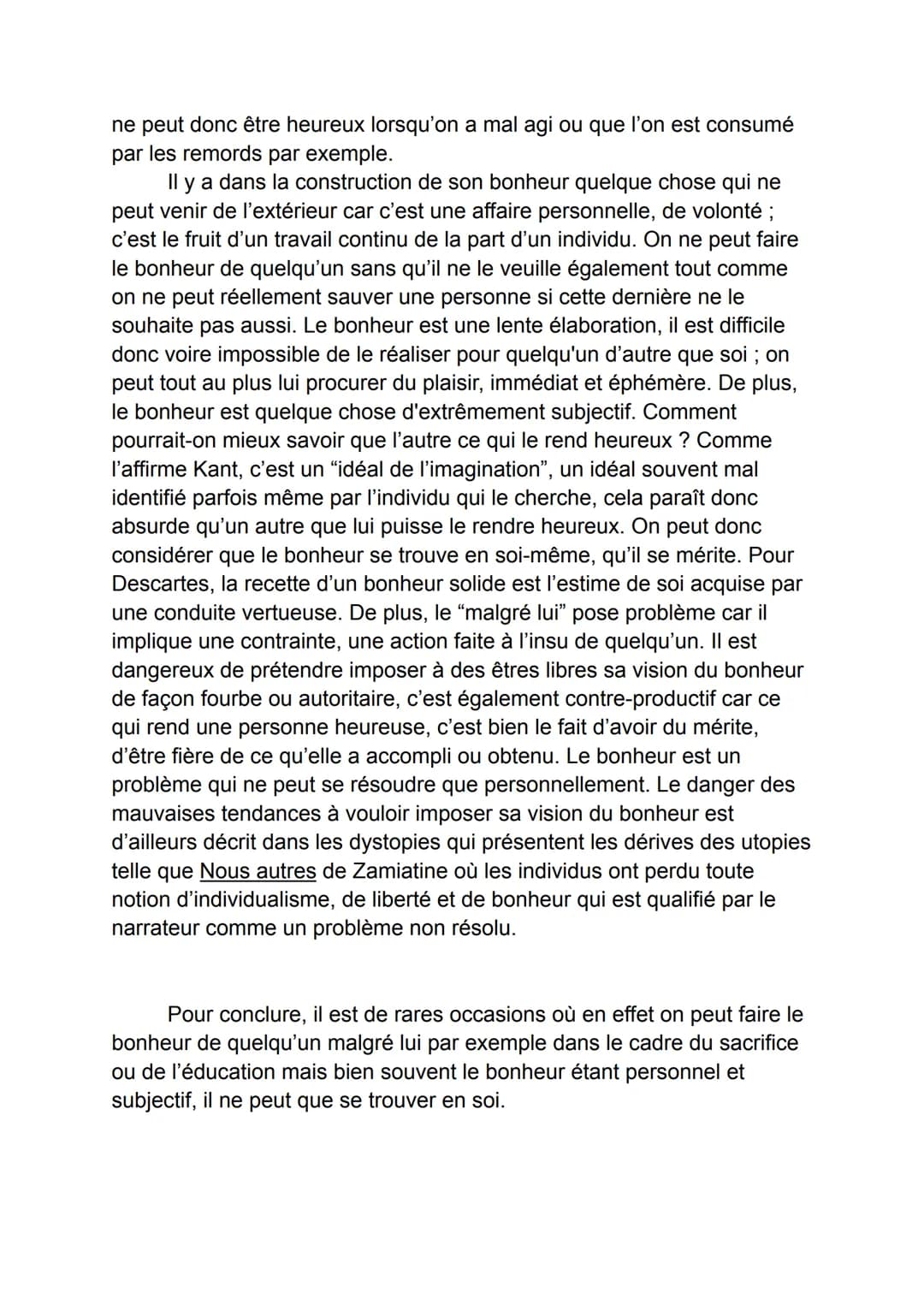 Le bonheur n'est pas simplement le plaisir ou la joie. C'est un état
de satisfaction total et continu où nos aspirations les plus profondes 