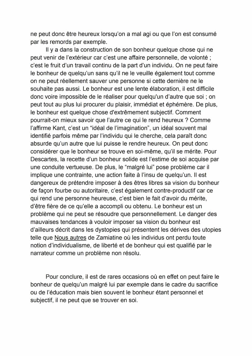 Le bonheur n'est pas simplement le plaisir ou la joie. C'est un état
de satisfaction total et continu où nos aspirations les plus profondes 