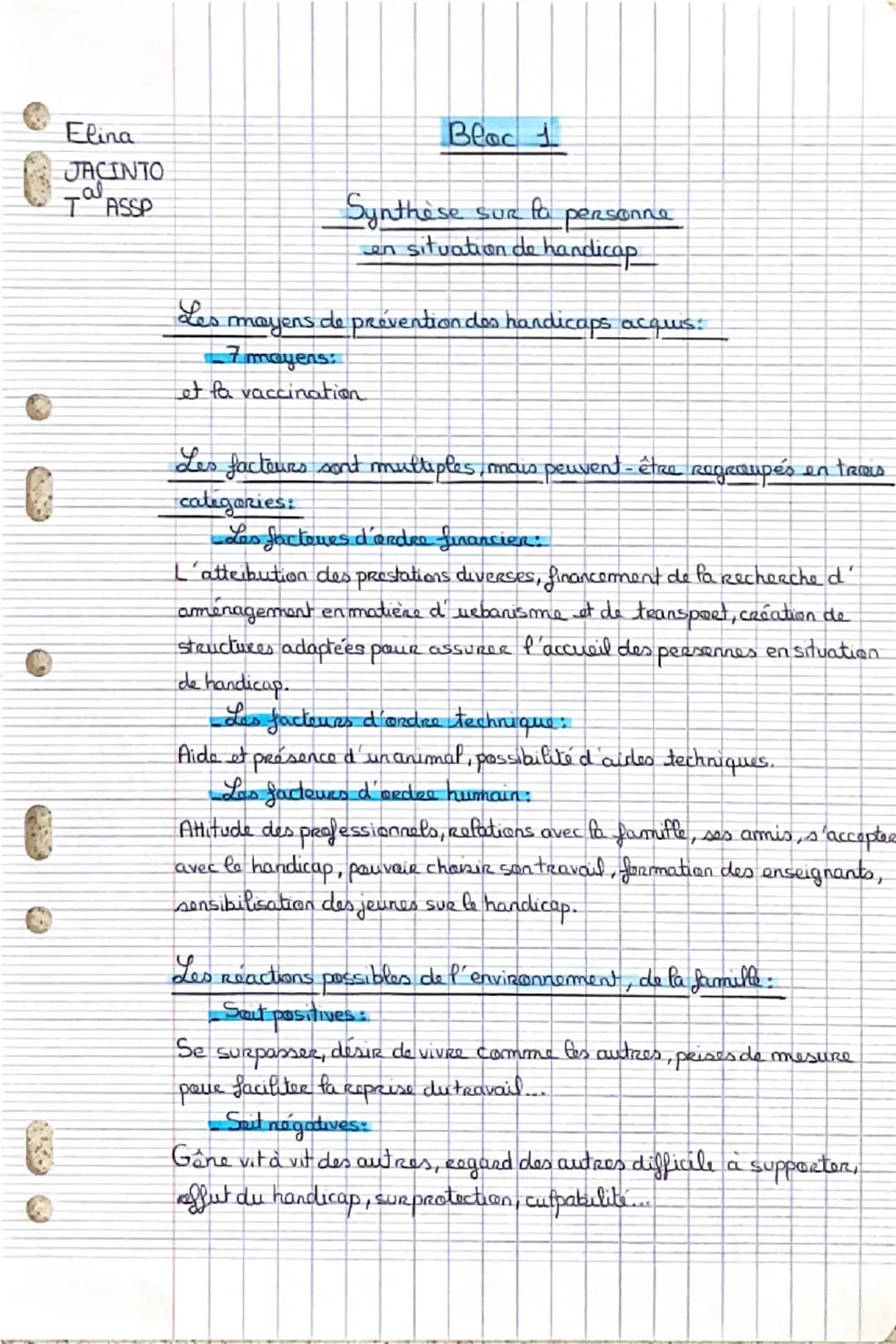 Elina
JACINTO
af
TASSP
Blac±
Synthèse
SUR
fa
personne en
situation de handicap
Definition:
Handicap:
Toute limitation d'activité au Restrict