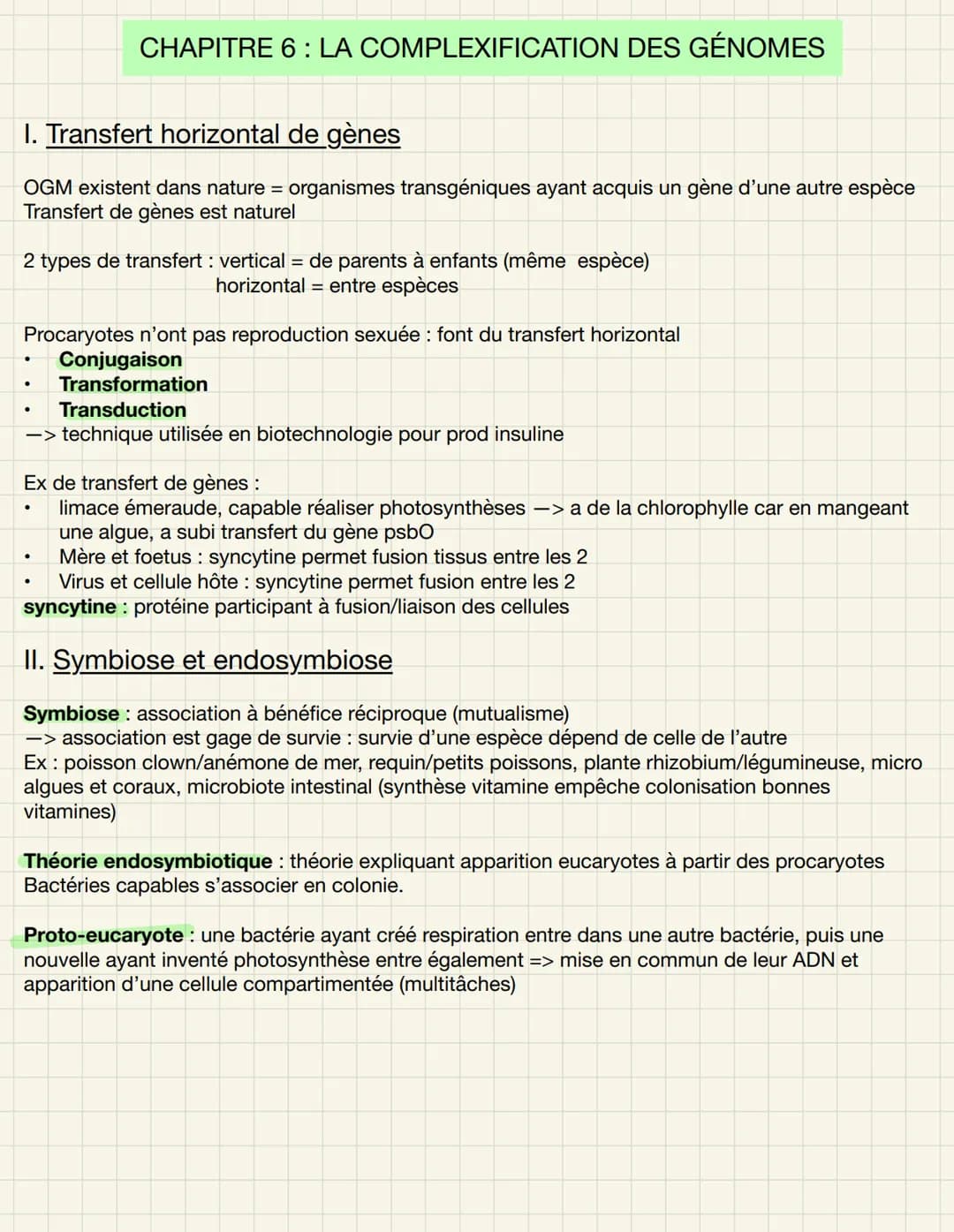 CHAPITRE 5 : L'ORIGINE DU GÉNOME INDIVIDUEL
1. Mitose et conservation des génomes
Mitose et clonage : ▬▬
Division cellulaire clonant le géno