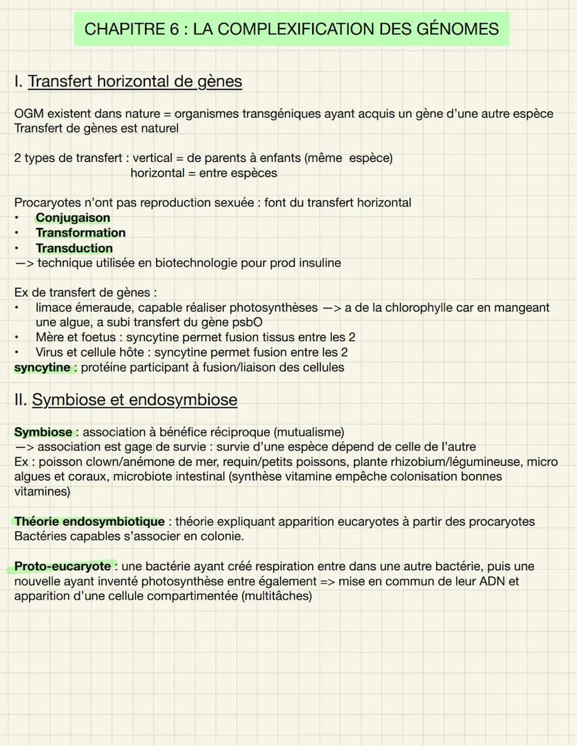 CHAPITRE 5 : L'ORIGINE DU GÉNOME INDIVIDUEL
1. Mitose et conservation des génomes
Mitose et clonage : ▬▬
Division cellulaire clonant le géno
