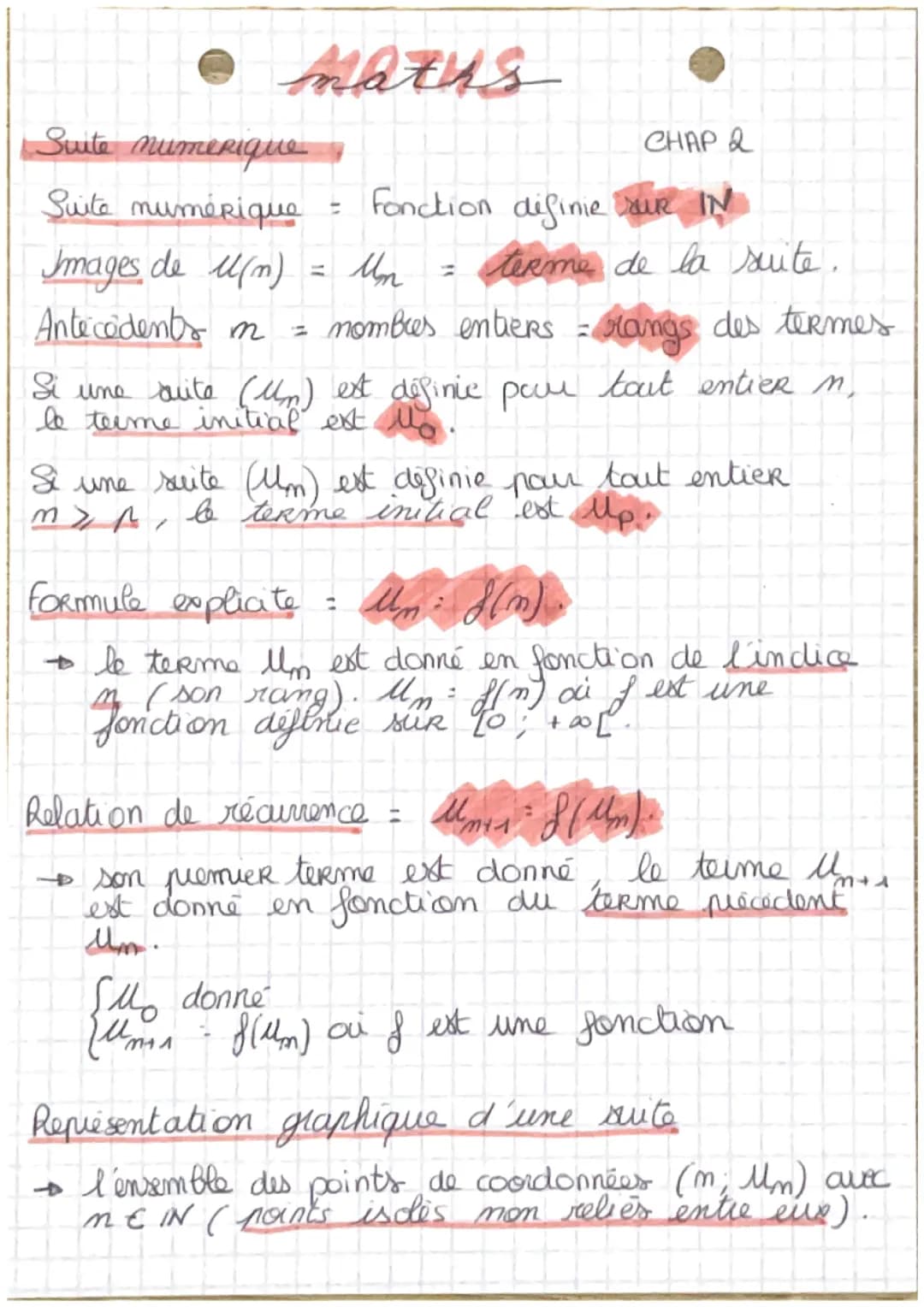 MATHS - Suite numérique - 1ère spé