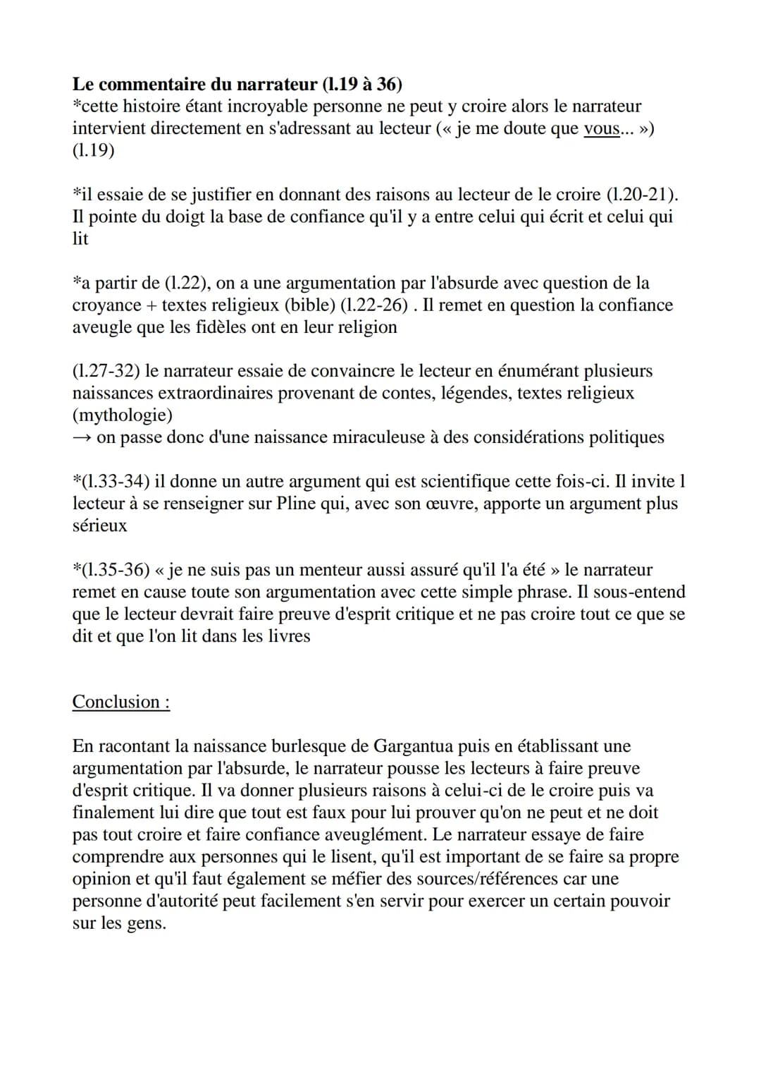 Introduction :
Naissance de Gargantua
Gargantua est un roman publié en 1534 et écrit par François Rabelais. Celui-ci
est l'héritier des aute