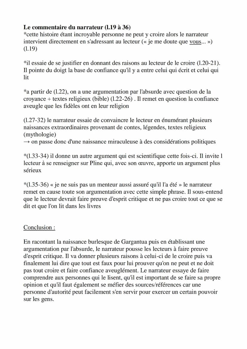 Introduction :
Naissance de Gargantua
Gargantua est un roman publié en 1534 et écrit par François Rabelais. Celui-ci
est l'héritier des aute