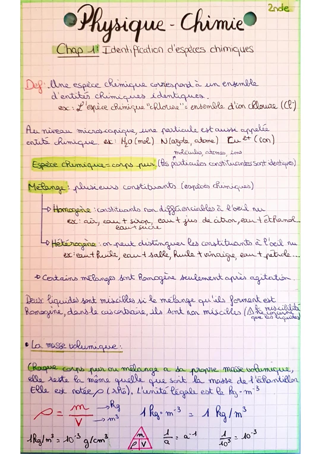 ●Physique - Chimie
Chap 1 Identification d'espèces chimiques
Def. Une espèce chimique correspond à un ensemble
d'entites chimiques identique