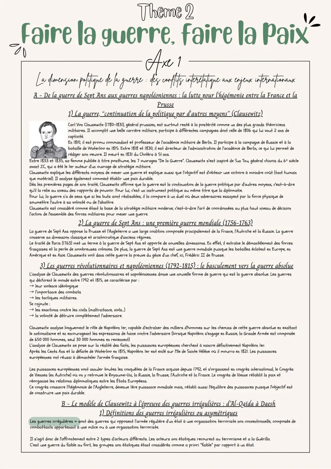Theme 2
%
Faire la guerre, faire la Paix
・Axe 1
La dimension politique de la guerre des conflits interefatique.
:
enjeux internationaux
A - 