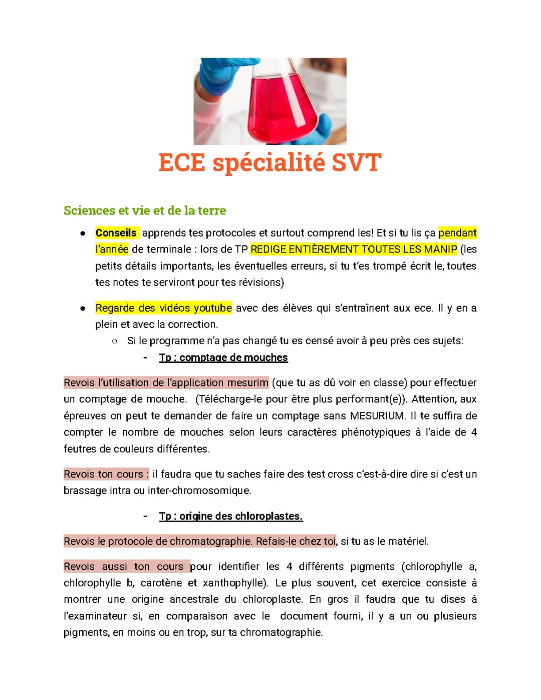 ECE SVT 2024 : Fiches et Corrigés Complètes