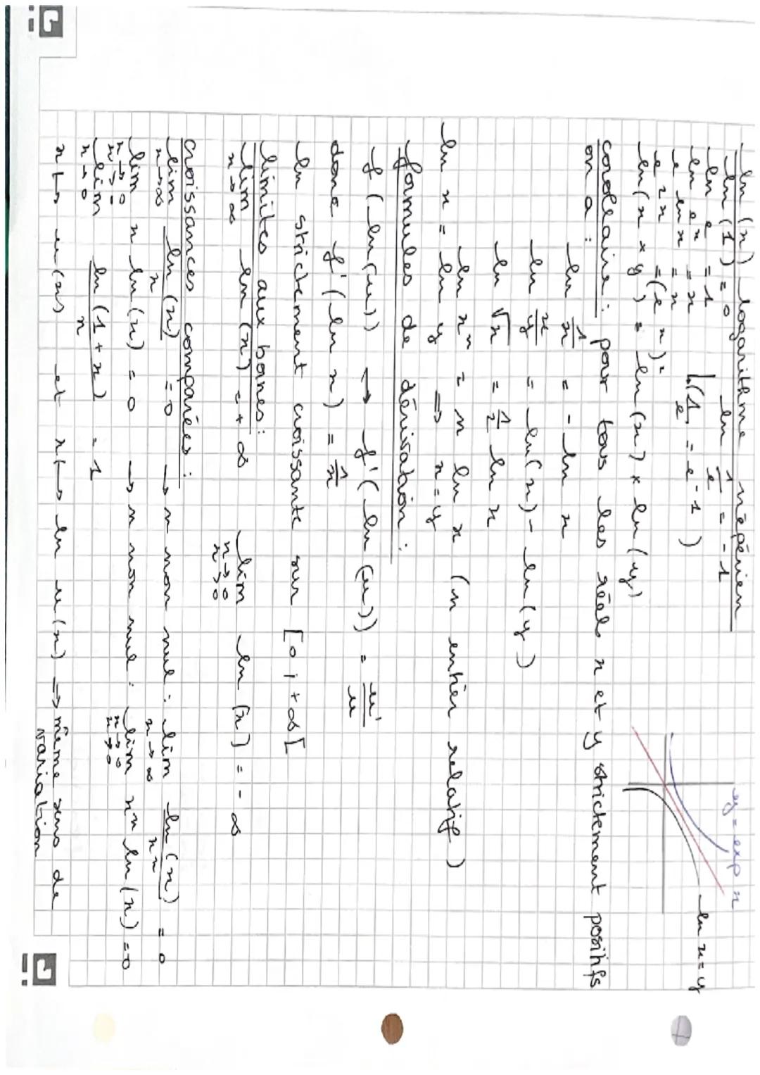 chp 2,3,5,7,9
LIMITES DE FONCTIONS
Si lim f(x) = h
Si lim f(x)= = ∞ >
formes indeterminées
fonction exponentielle:
lim
+∞
Pe∞
te
ید
dérivée
