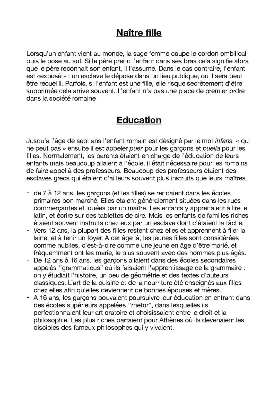 L'école et l'éducation chez les enfants romains et grecs