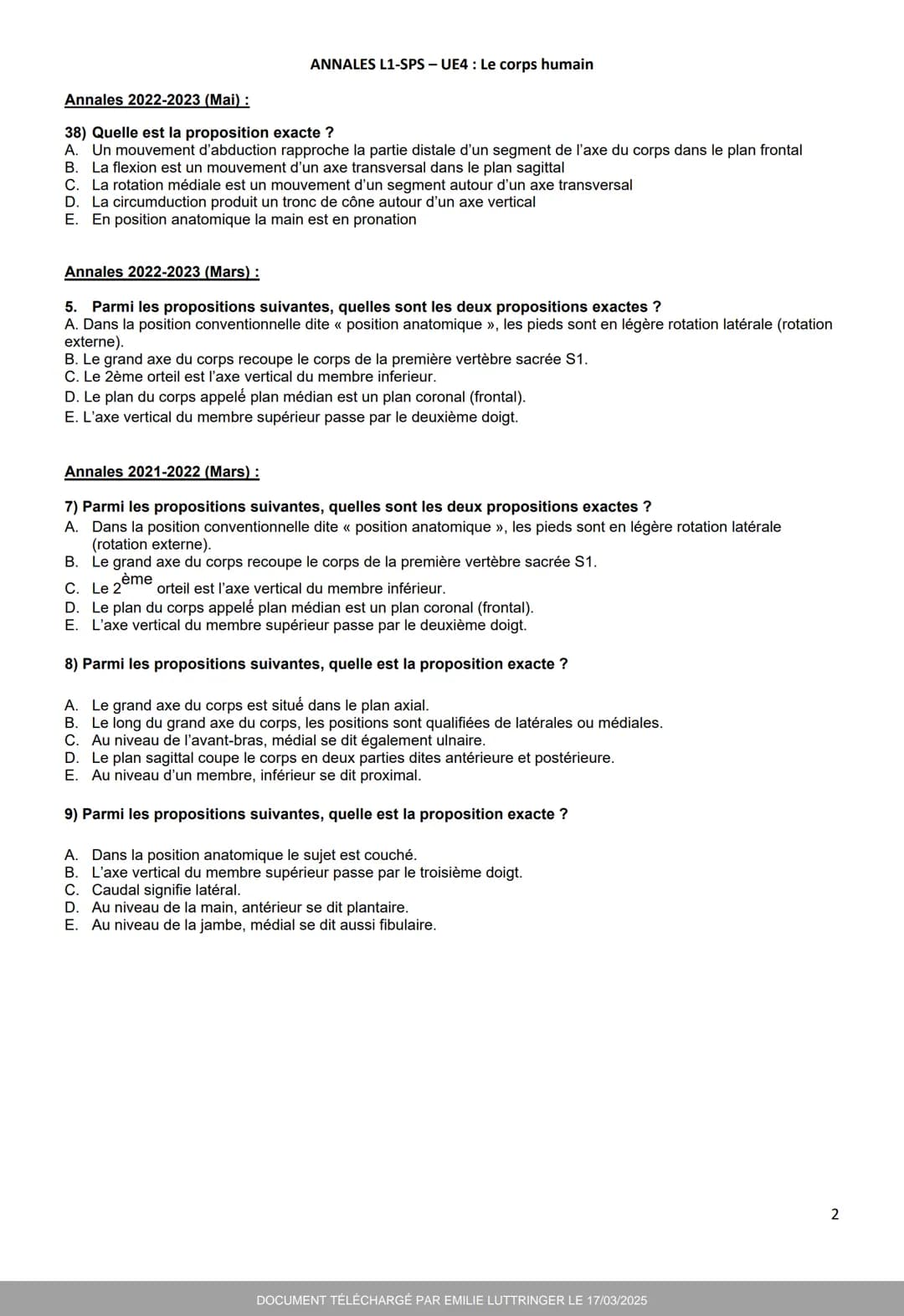 --- OCR Start ---
UE4
LE CORPS HUMAIN
LIVRET N°1
INTRODUCTION À L'ANATOMIE GÉNÉRALE
Semaine 10
Année 2024-2025
Livrets, spots exams, fiches,