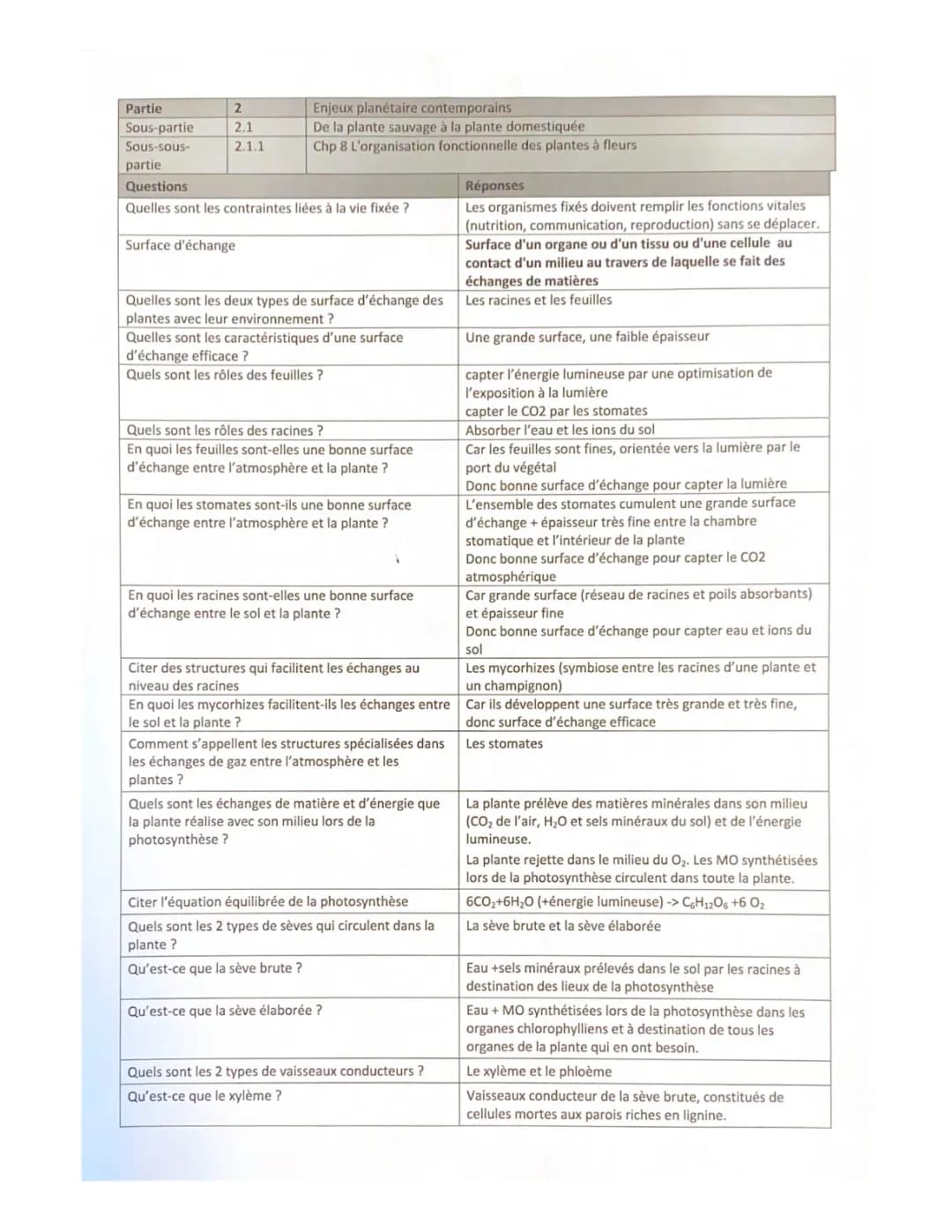 Comprendre l'organisation des plantes à fleurs et leurs échanges