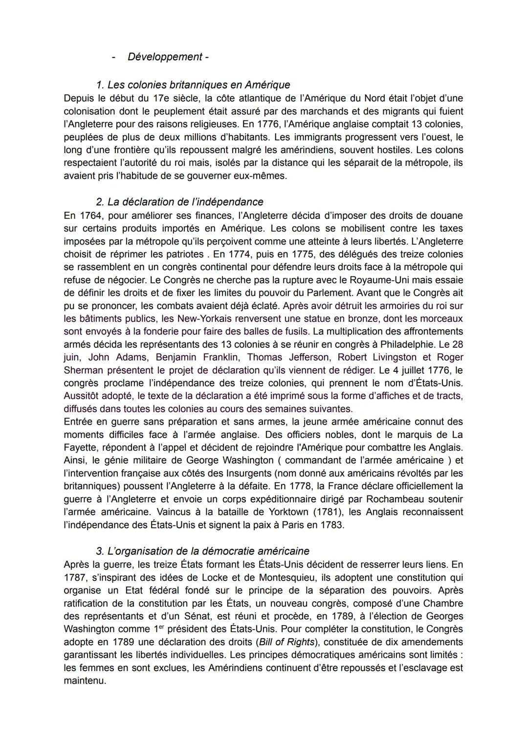 La révolution américaine et la guerre d'indépendance des Etats-Unis
Aujourd'hui, avec leur Constitution solidement implantée, les Américains