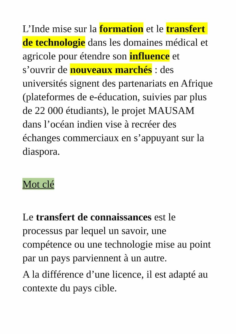 La maîtrise de la connaissance
scientifique: l'exemple de l'Inde
Puissance émergente, L'Inde a compris la
nécessité de former des étudiants,