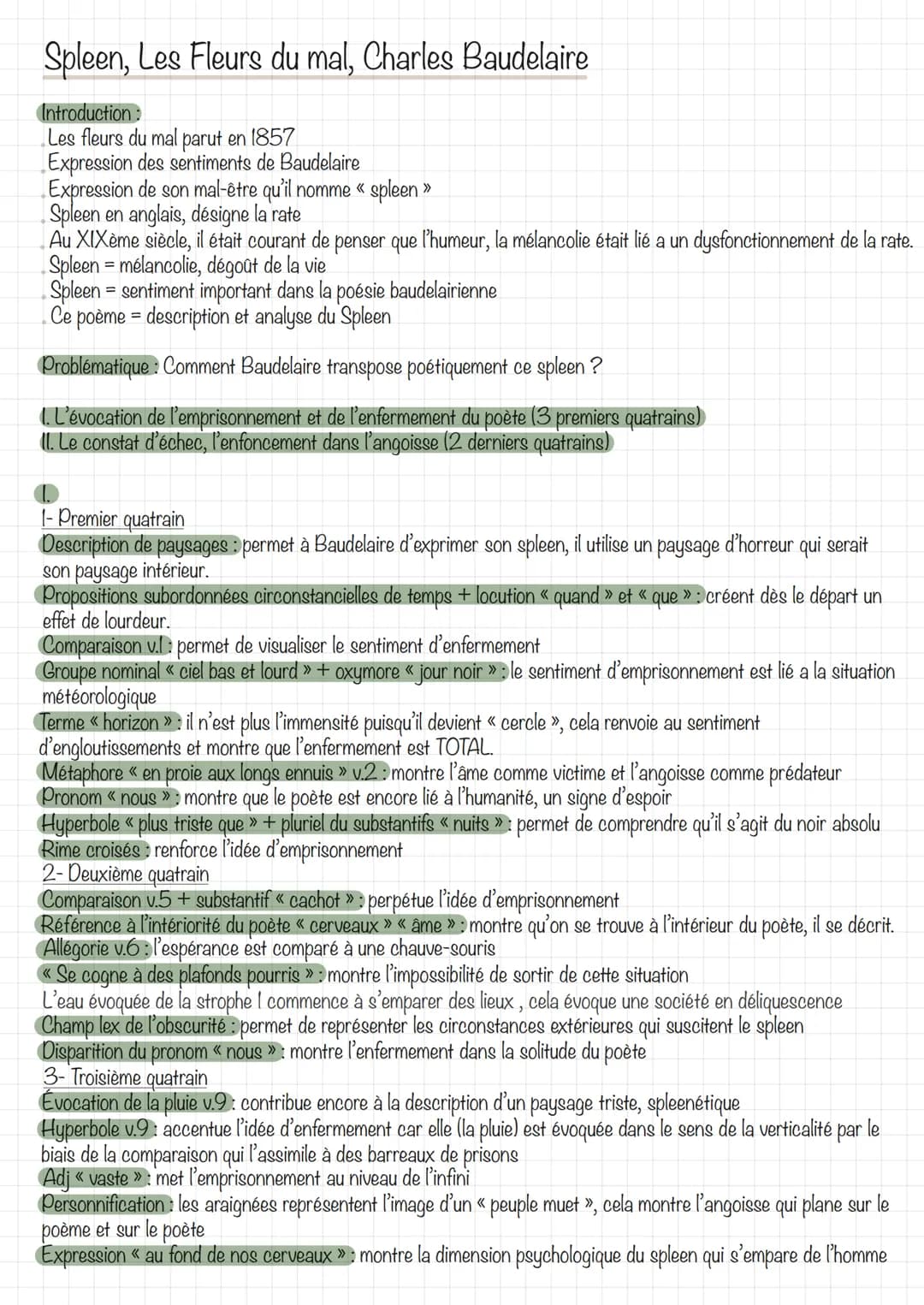 Spleen, Les Fleurs du mal, Charles Baudelaire
Introduction:
Les fleurs du mal parut en 1857
Expression des sentiments de Baudelaire
Expressi