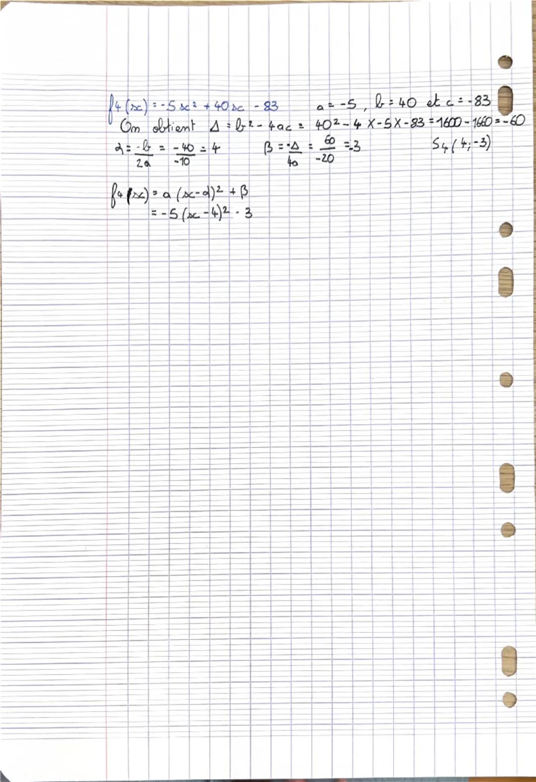 PSPE: EXERCICES SECOND DEGRE.
Exercice 1: Dans chacun des cas suivants, en utilisant la première méthode vue en cours:
a) Déterminer la form