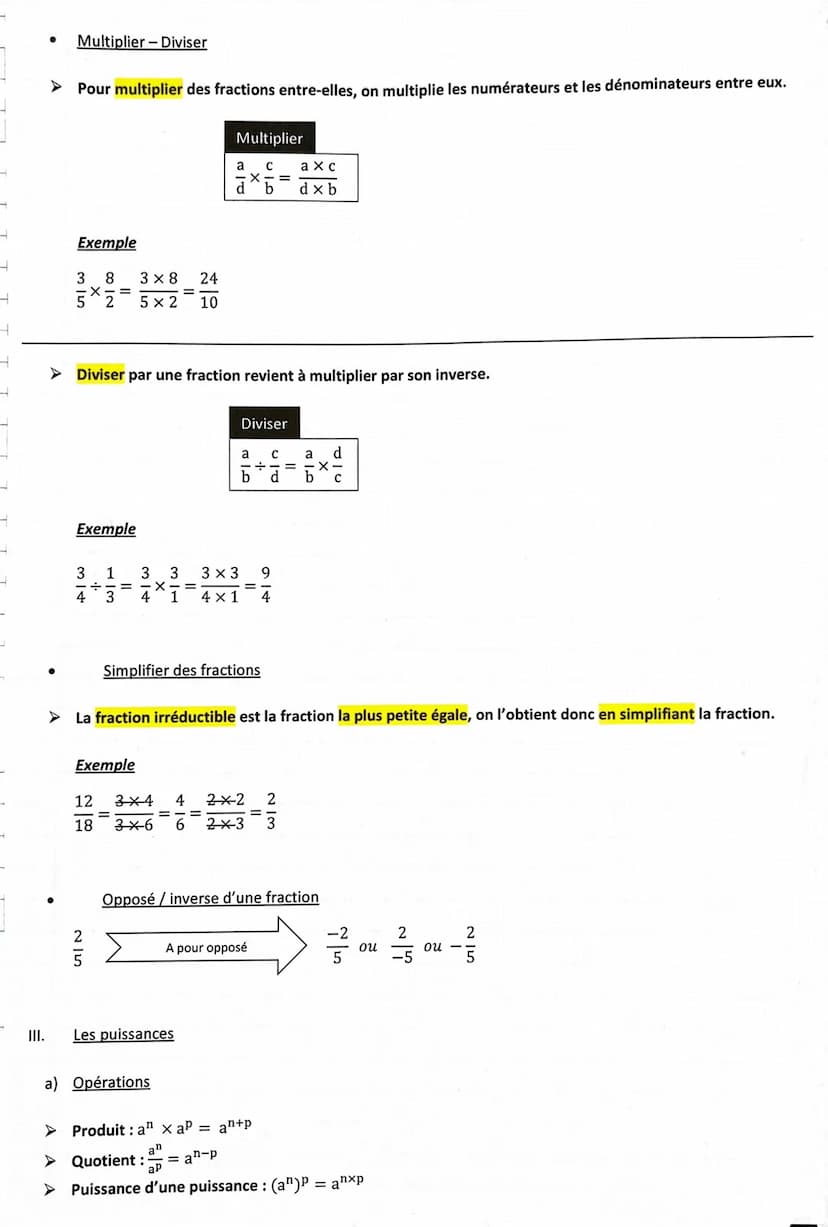 I.
II.
Ordre de priorité
a) Méthodologie
●
1- Les parenthèses en commençant par la plus intérieur.
2- Les puissances
3- Multiplication - Div